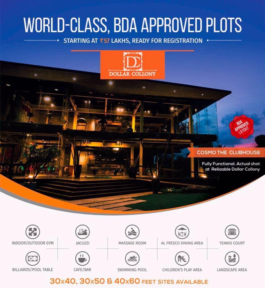 Buy World Class BDA Approved Plots at Reliaable Dollars Colony in